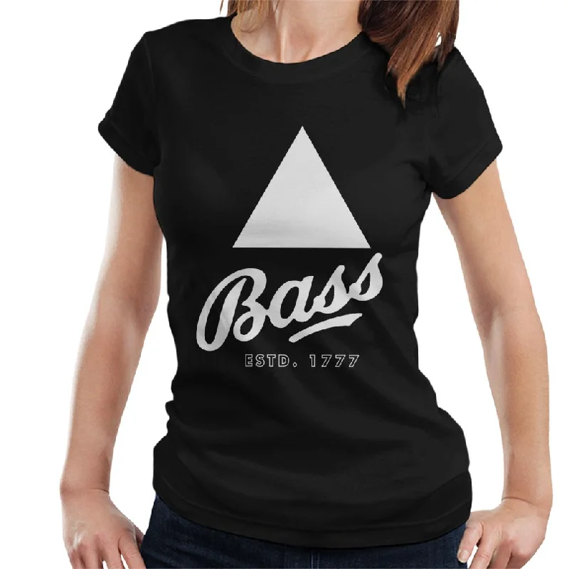 Bass Estd 1777 Black Triangle Women's T-Shirt-- Sequined Glittery Shiny