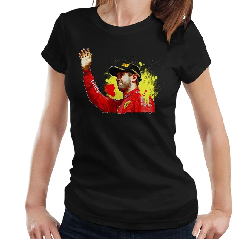 Motorsport Images Sebastian Vettel Podium Celebration Canadian GP Women's T-Shirt-- Knit Fabric Woven Fabric Fleece Fabric Motorsport Images Sebastian Vettel Podium Celebration Canadian GP Women's T-Shirt-- Knit Fabric Woven Fabric Fleece Fabric