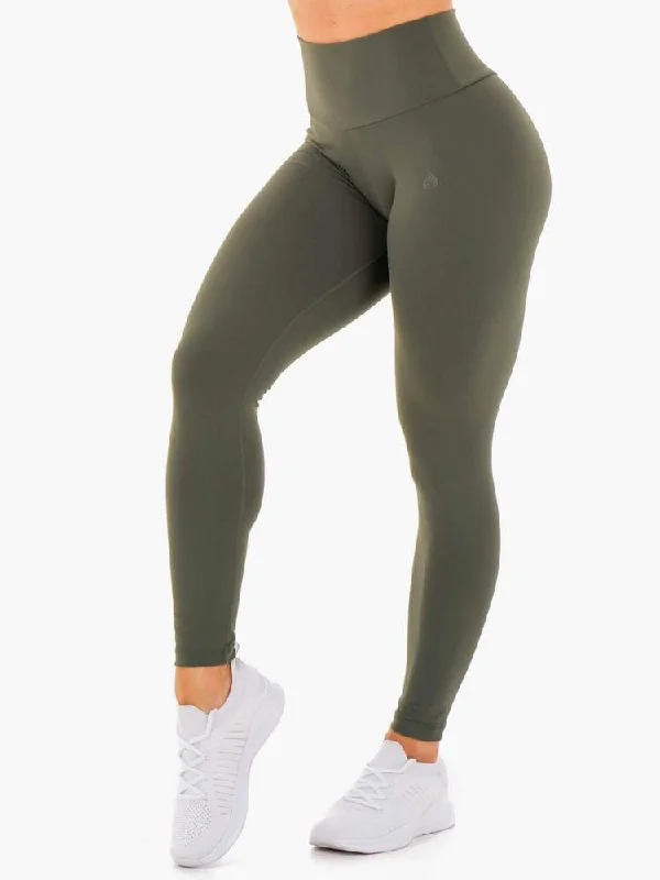 Ryderwear Motion High Waisted Leggings - Khaki Trendy Colorblock Print Leggings