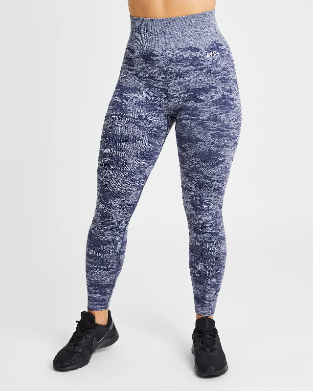 Evolve Camo Seamless Leggings - Navy Stylish Capri Leggings