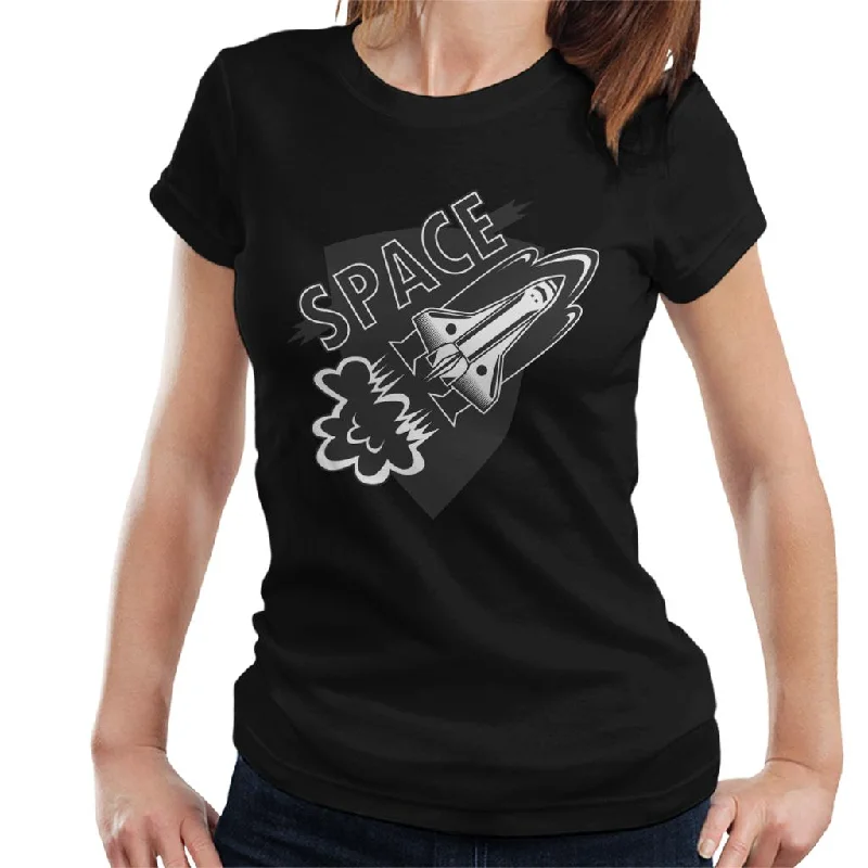 NASA Space Rocket Takeoff Women's T-Shirt-- Spandex Blend Rayon Blend Denim Blend