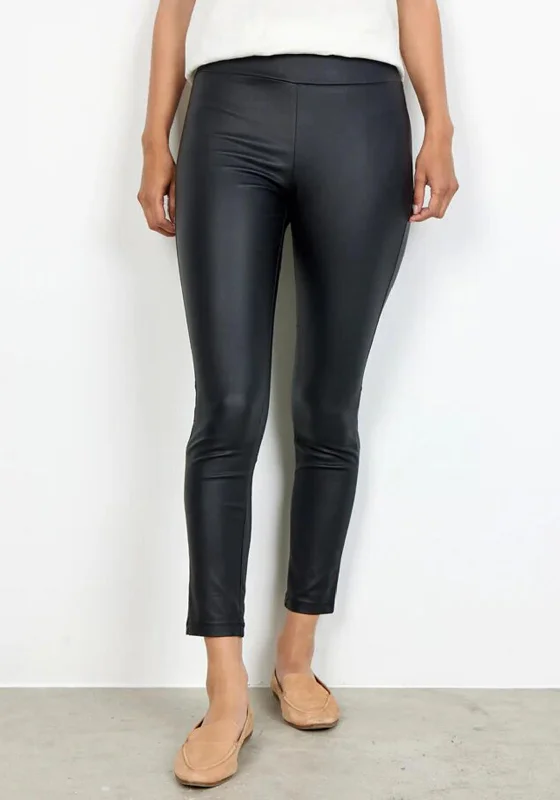 Soyconcept Pam 2 Faux Leather Leggings, Black Stylish Stretch Print Leggings