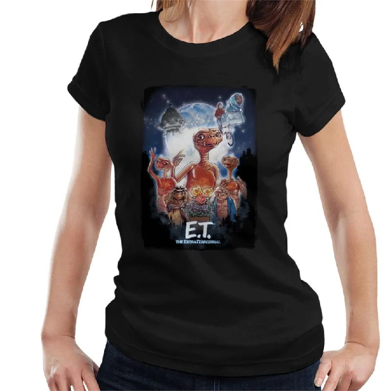 E.T. The Extra Terrestrial Cinematic Poster Montage Women's T-Shirt-- Rayon Fabric Velvet Fabric Corduroy Fabric E.T. The Extra Terrestrial Cinematic Poster Montage Women's T-Shirt-- Rayon Fabric Velvet Fabric Corduroy Fabric