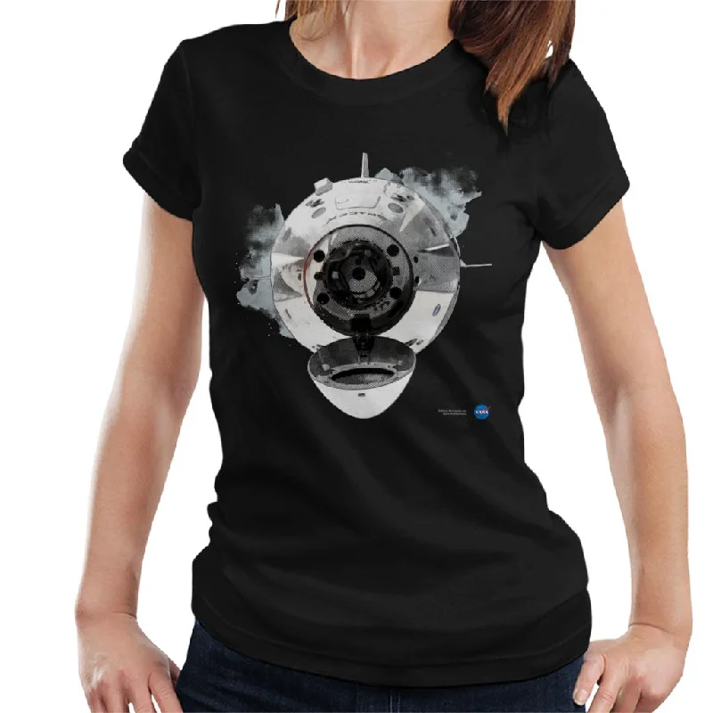 NASA SpaceX Dragon Capsule Docking Women's T-Shirt -- Basic T-Shirt Crew Neck Short Sleeve NASA SpaceX Dragon Capsule Docking Women's T-Shirt -- Basic T-Shirt Crew Neck Short Sleeve