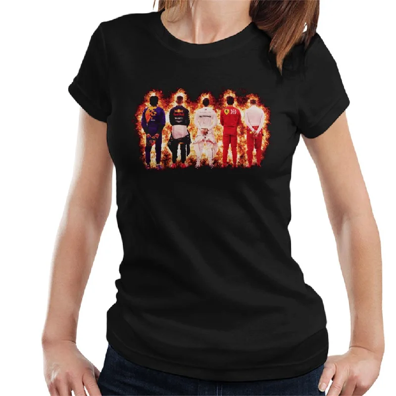 Motorsport Images Sainz Jr Verstappen Hamilton Leclerc & Vettel Women's T-Shirt-- Chenille Fabric Brocade Fabric Lace Fabric Motorsport Images Sainz Jr Verstappen Hamilton Leclerc & Vettel Women's T-Shirt-- Chenille Fabric Brocade Fabric Lace Fabric