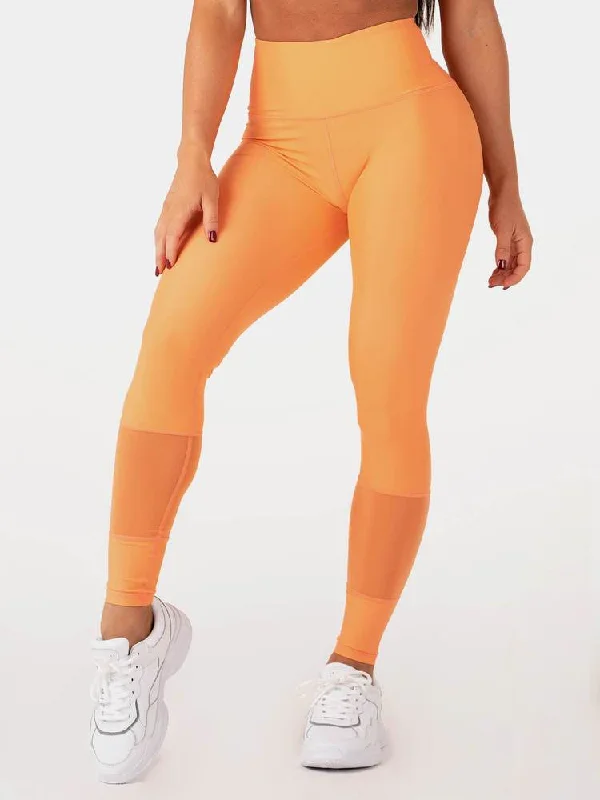 Ryderwear Mesh High Waisted Leggings - Orange Stylish Capri Leggings
