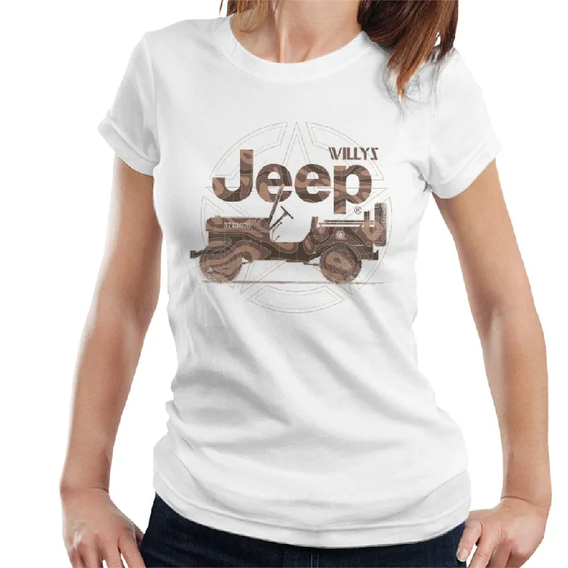 Jeep Willys MA Star Women's T-Shirt-- Chenille Blend Fleece Blend Nylon Blend