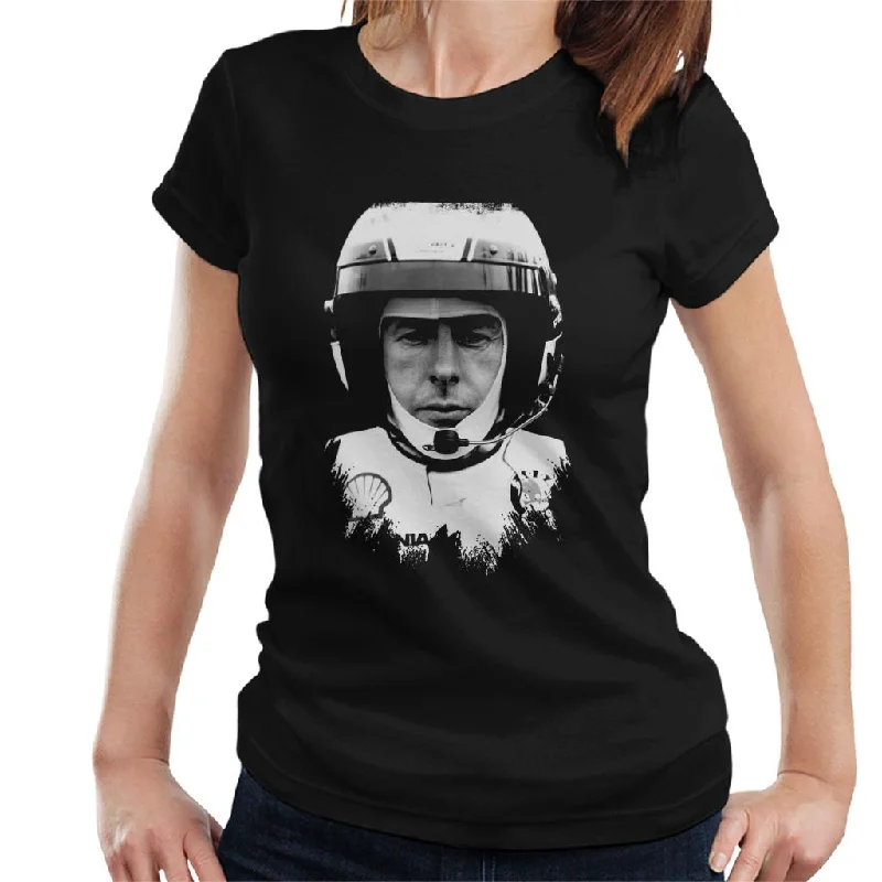 Motorsport Images Colin McRae Wearing Helmet Women's T-Shirt-- Chenille Brocade Lace Motorsport Images Colin McRae Wearing Helmet Women's T-Shirt-- Chenille Brocade Lace