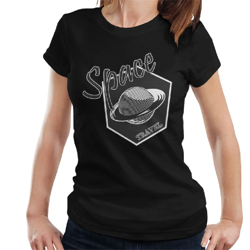 NASA Space Travel Saturn Women's T-Shirt-- Silk Blend Satin Velvet