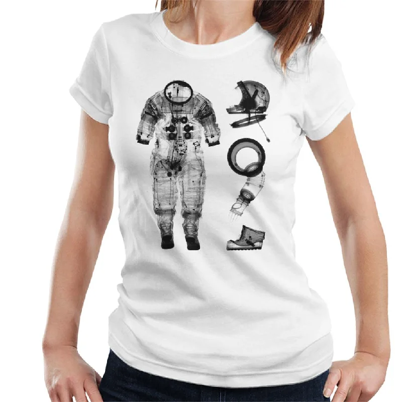 NASA Apollo 14 A7 L Pressure Suit Negative X Ray Women's T-Shirt-- Collared T-Shirt Boat Neck A-Line NASA Apollo 14 A7 L Pressure Suit Negative X Ray Women's T-Shirt-- Collared T-Shirt Boat Neck A-Line
