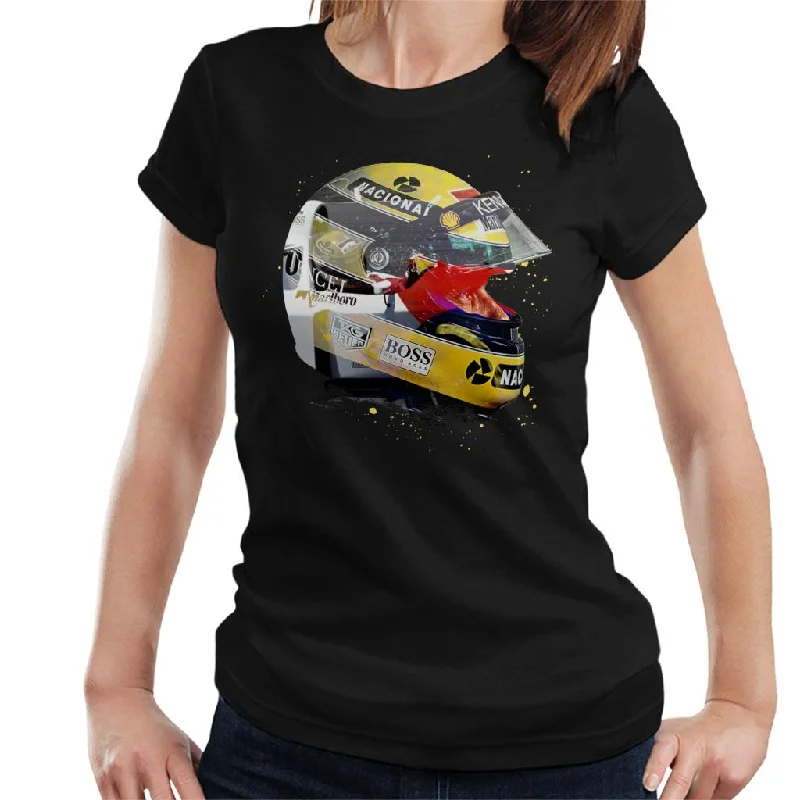 Motorsport Images Ayrton Senna Japanese Grand Prix 1993 Women's T-Shirt-- Beaded Sequined Faux Fur Motorsport Images Ayrton Senna Japanese Grand Prix 1993 Women's T-Shirt-- Beaded Sequined Faux Fur