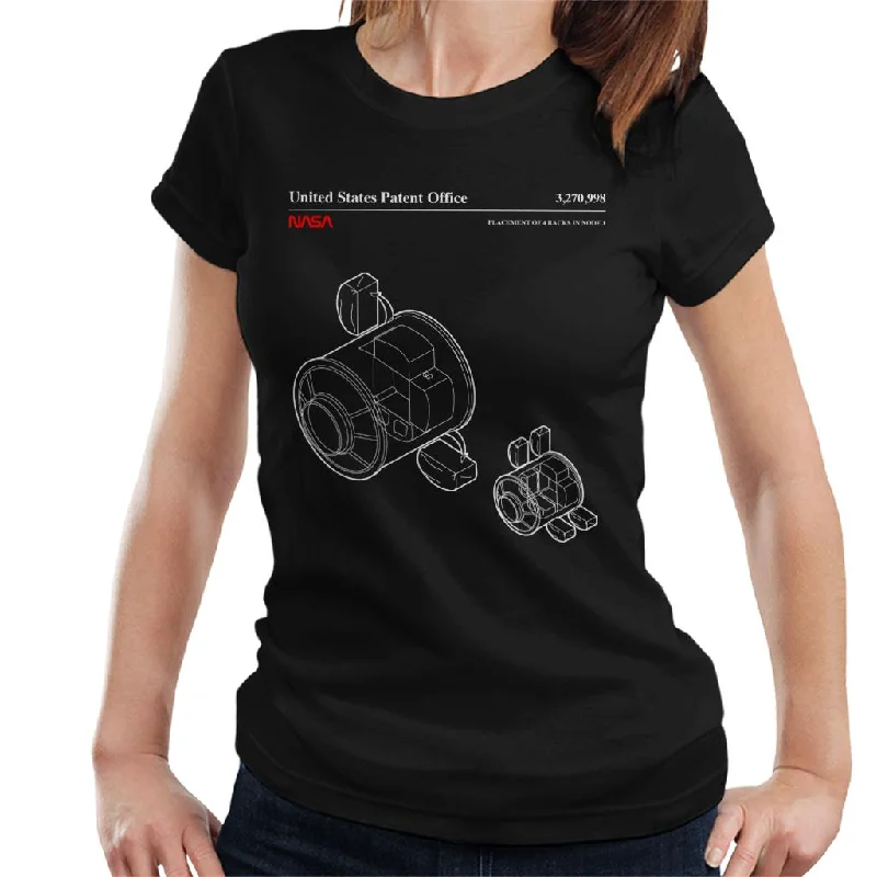 NASA Placement Of 4 Racks Node 1 Blueprint Women's T-Shirt-- V-Neck T-Shirt Long Sleeve Cotton NASA Placement Of 4 Racks Node 1 Blueprint Women's T-Shirt-- V-Neck T-Shirt Long Sleeve Cotton