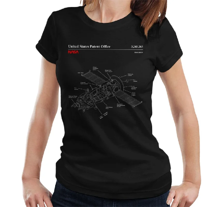NASA Progress Russian Resupply Vehicle Blueprint Women's T-Shirt-- Houndstooth Herringbone Solid NASA Progress Russian Resupply Vehicle Blueprint Women's T-Shirt-- Houndstooth Herringbone Solid