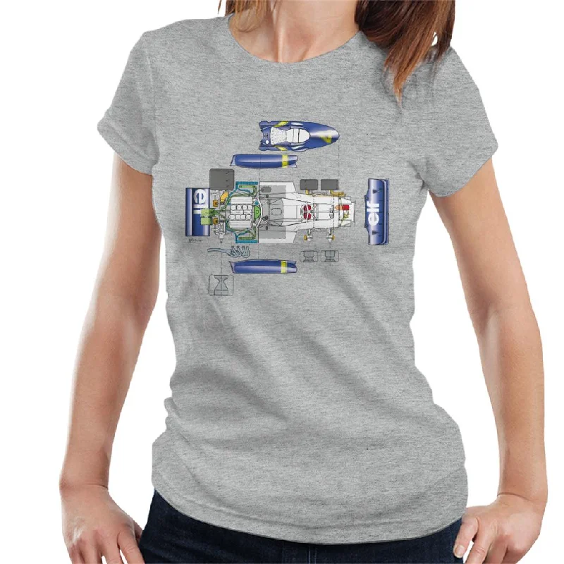 Motorsport Images Tyrrell P34 Exploded Diagram Women's T-Shirt-- Zippered Buttoned Snapped Motorsport Images Tyrrell P34 Exploded Diagram Women's T-Shirt-- Zippered Buttoned Snapped