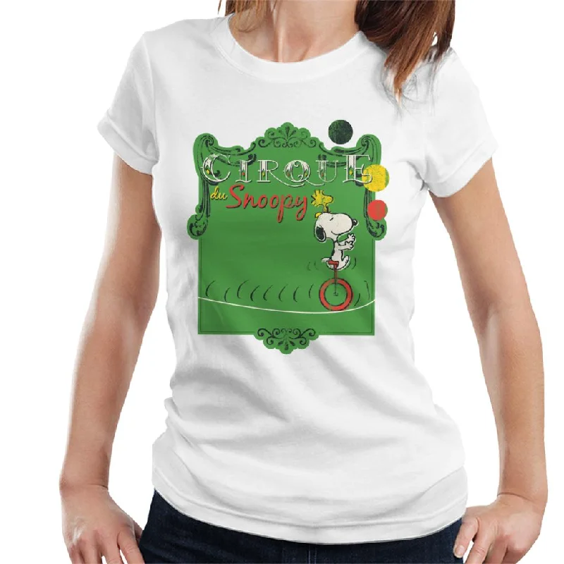 Peanuts Circus Cirque Du Snoopy Women's T-Shirt-- Embroidered Appliqued Beaded