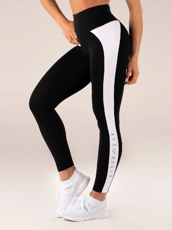 Ryderwear Queen High Waisted Leggings - Black Trendy Seamless Sports Leggings