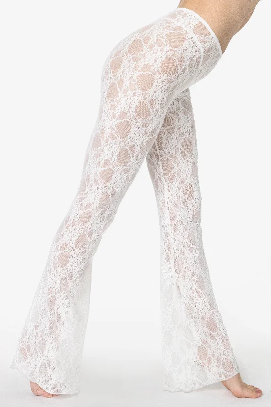 FNS300 - Floral Lace Flare Leggings Trendy Spandex Leggings