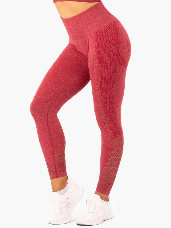 Ryderwear Seamless Staples Leggings - Cherry Red Marl Trendy Cold Weather Tights