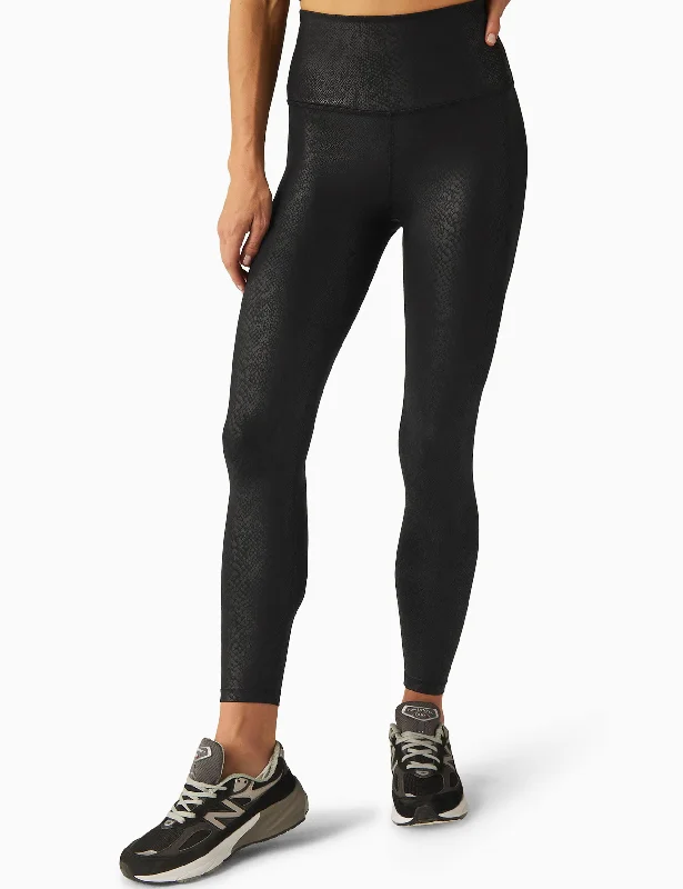 PowerShine High Waisted Midi Legging - Viper Black Comfortable Yoga Tights Leggings
