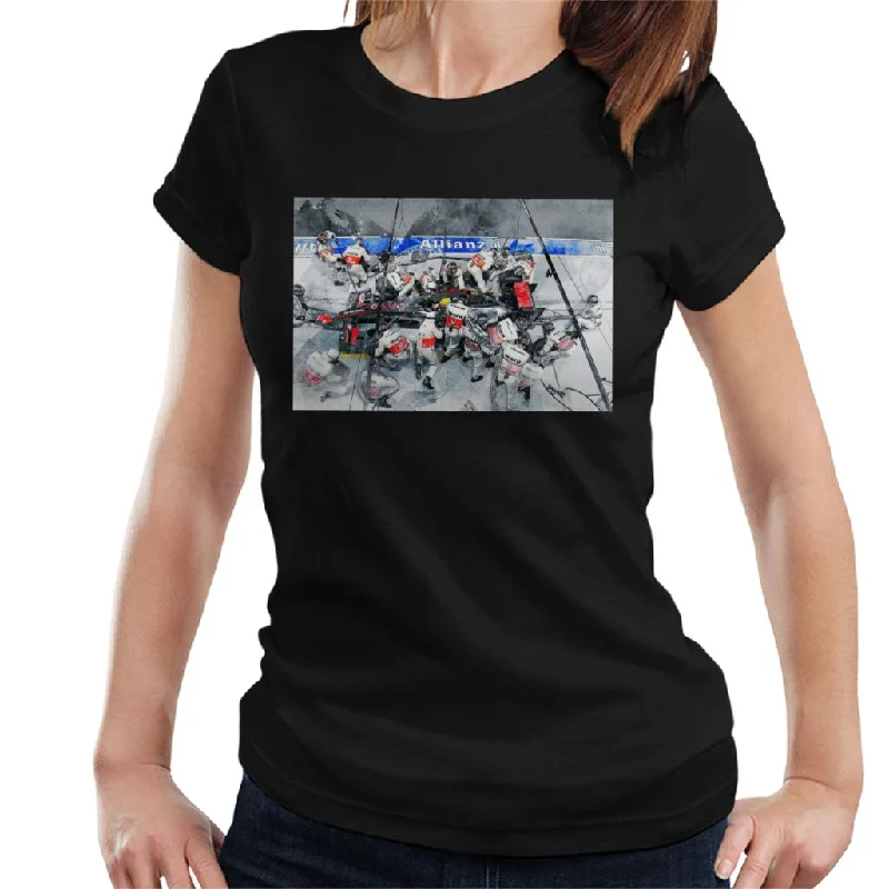 Motorsport Images McLaren MP4 24 At Pit Stop Women's T-Shirt -- Basic T-Shirt Crew Neck Short Sleeve Motorsport Images McLaren MP4 24 At Pit Stop Women's T-Shirt -- Basic T-Shirt Crew Neck Short Sleeve