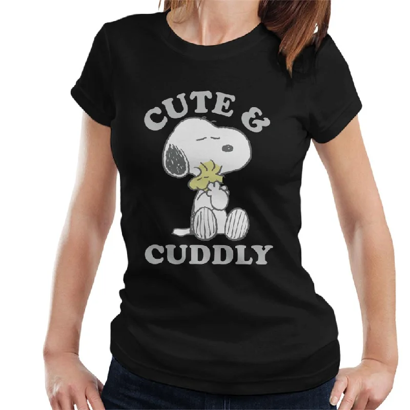 Peanuts Cute & Cuddly Snoopy Women's T-Shirt-- Fleece Fabric Down Fabric Feather Fabric