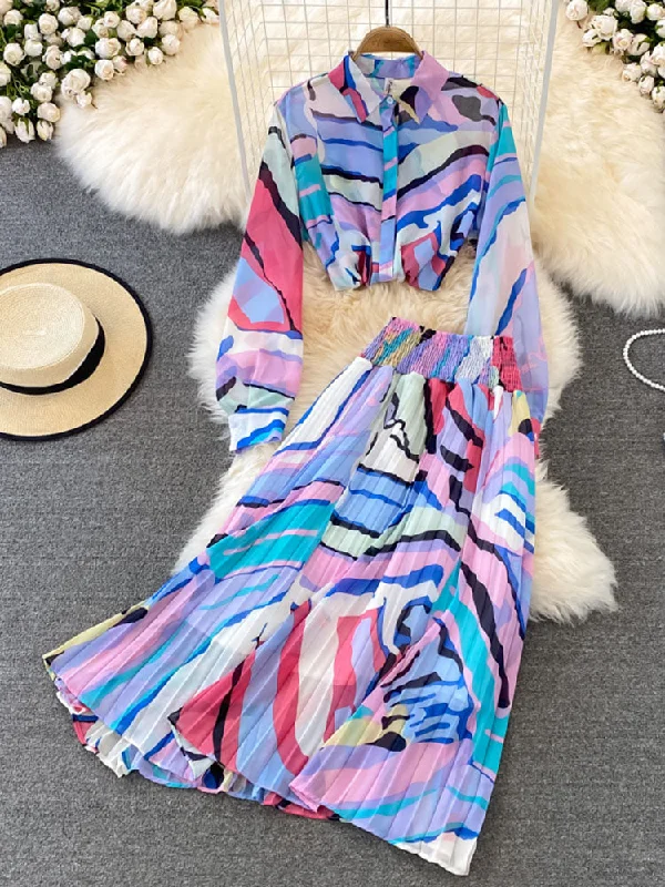 Wjczt Spring Autumn New Casual Fashion Suit Women's Long-sleeved Printed Chiffon Shirt Two-piece High-waist Pleated Skirt KK1833-- Mesh Fabric Canvas Fabric Denim Fabric Wjczt Spring Autumn New Casual Fashion Suit Women's Long-sleeved Printed Chiffon Shirt Two-piece High-waist Pleated Skirt KK1833-- Mesh Fabric Canvas Fabric Denim Fabric