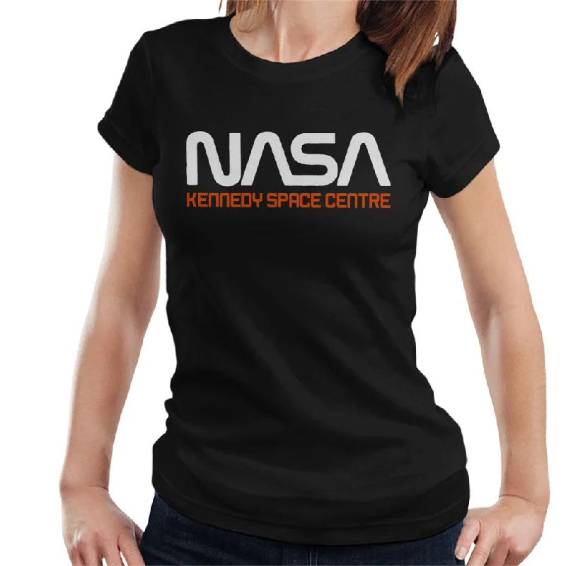 NASA Kennedy Space Centre Rocket Text Women's T-Shirt-- Chenille Blend Fleece Blend Nylon Blend NASA Kennedy Space Centre Rocket Text Women's T-Shirt-- Chenille Blend Fleece Blend Nylon Blend