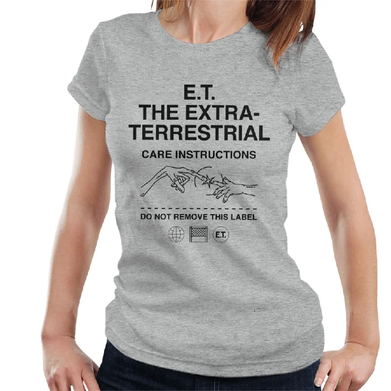 E.T. The Extra Terrestrial Care Instructions Women's T-Shirt-- Satin Fabric Silk Fabric Chiffon Fabric E.T. The Extra Terrestrial Care Instructions Women's T-Shirt-- Satin Fabric Silk Fabric Chiffon Fabric