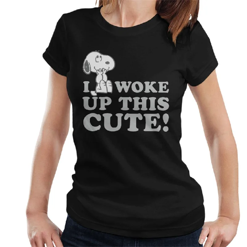 Peanuts Snoopy I Woke Up This Cute Women's T-Shirt-- Nylon Fabric Polyester Fabric Spandex Fabric Peanuts Snoopy I Woke Up This Cute Women's T-Shirt-- Nylon Fabric Polyester Fabric Spandex Fabric