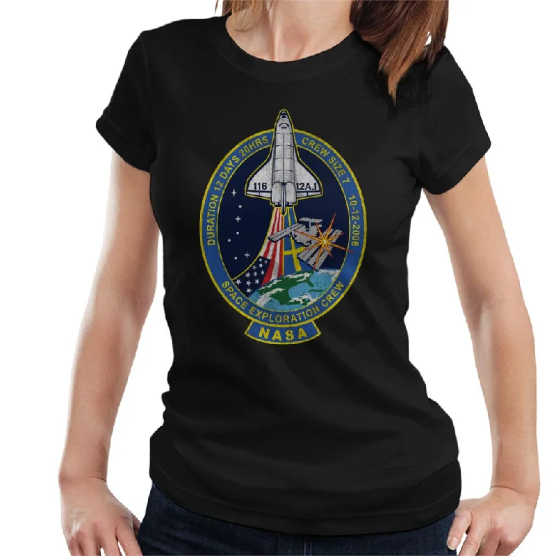 NASA STS 116 Discovery Mission Badge Distressed Women's T-Shirt-- Knit Fabric Woven Fabric Fleece Fabric NASA STS 116 Discovery Mission Badge Distressed Women's T-Shirt-- Knit Fabric Woven Fabric Fleece Fabric