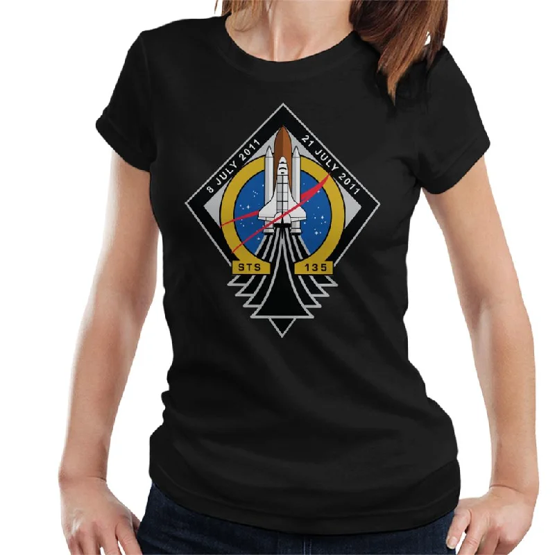 NASA STS 135 Space Shuttle Atlantis Mission Patch Women's T-Shirt-- Thin T-Shirt Open Front Quick Dry
