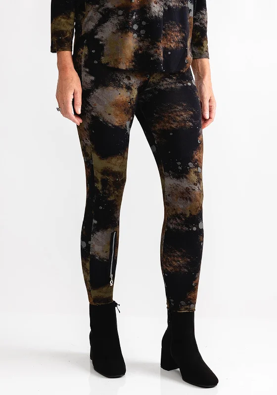 My Soul Abstract Print Leggings, Multi Comfortable Zip-Up Leggings