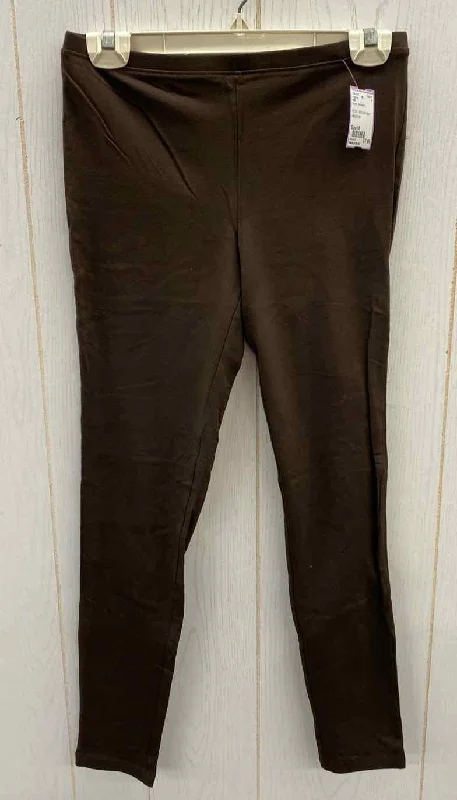 HUE Brown Womens Size M Leggings Elegant Shiny Black Leggings