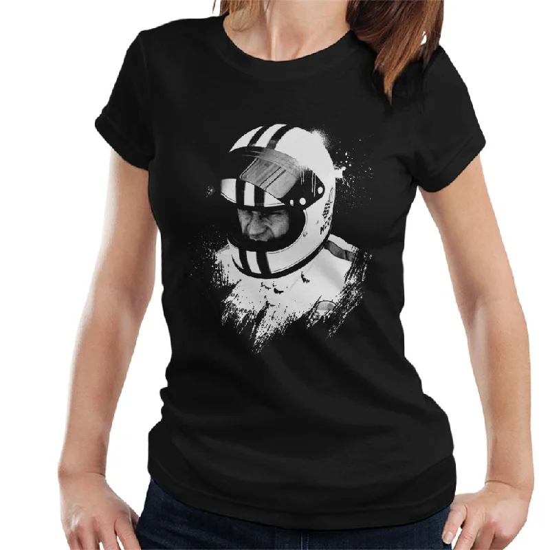 Motorsport Images Steve McQueen Wearing Helmet Portrait Women's T-Shirt-- Welt Pockets Slit Pockets Motorsport Images Steve McQueen Wearing Helmet Portrait Women's T-Shirt-- Welt Pockets Slit Pockets