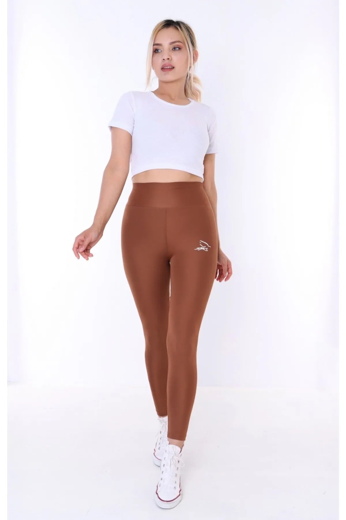 Buzzard Women's High Waist Bitter Brown Long Tights Leggings Stylish Lightweight Leggings