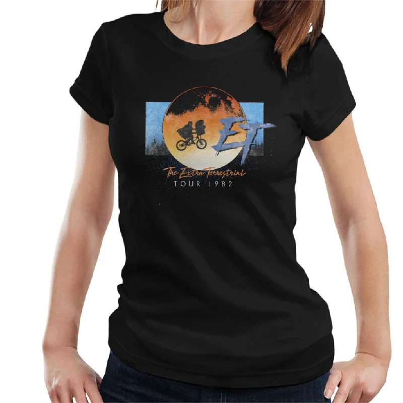 E.T. The Extra Terrestrial Tour 1982 Classic Shot Women's T-Shirt-- Nylon Fabric Polyester Fabric Spandex Fabric E.T. The Extra Terrestrial Tour 1982 Classic Shot Women's T-Shirt-- Nylon Fabric Polyester Fabric Spandex Fabric