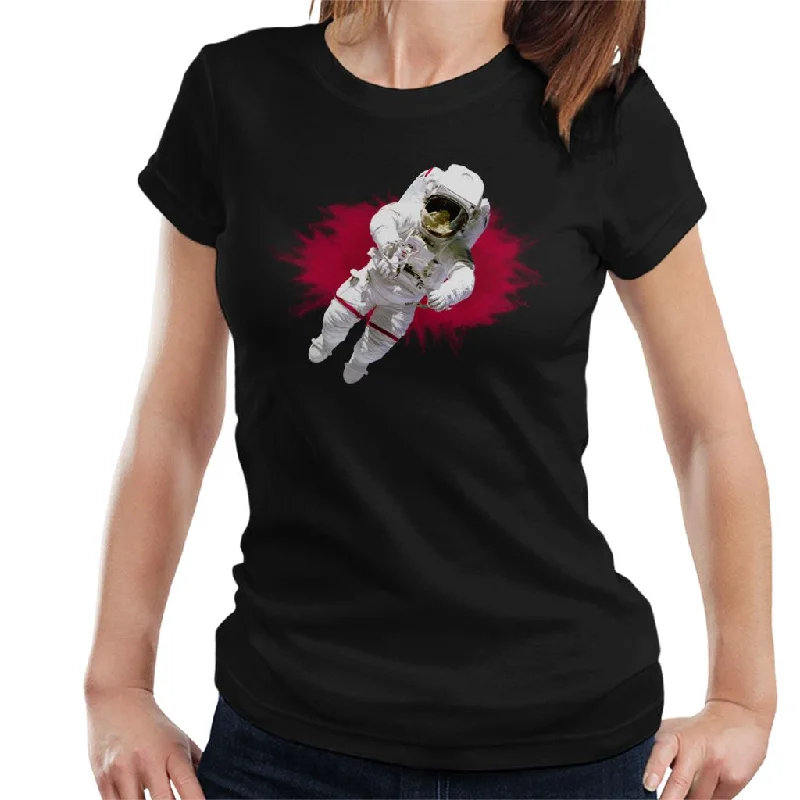 NASA Astronaut Free Flight Women's T-Shirt-- Solid Color Striped Floral