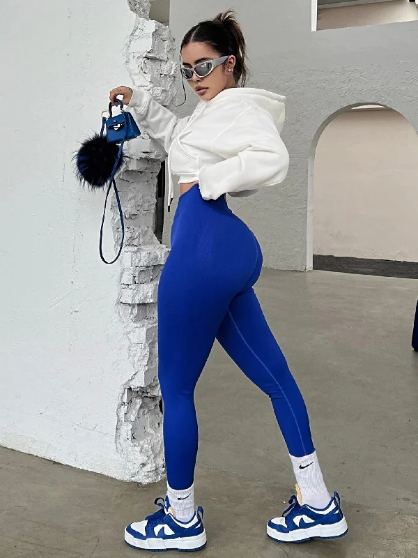SYNEZ Solid Color Long Leggings Fashionable Ribbed Knit Leggings