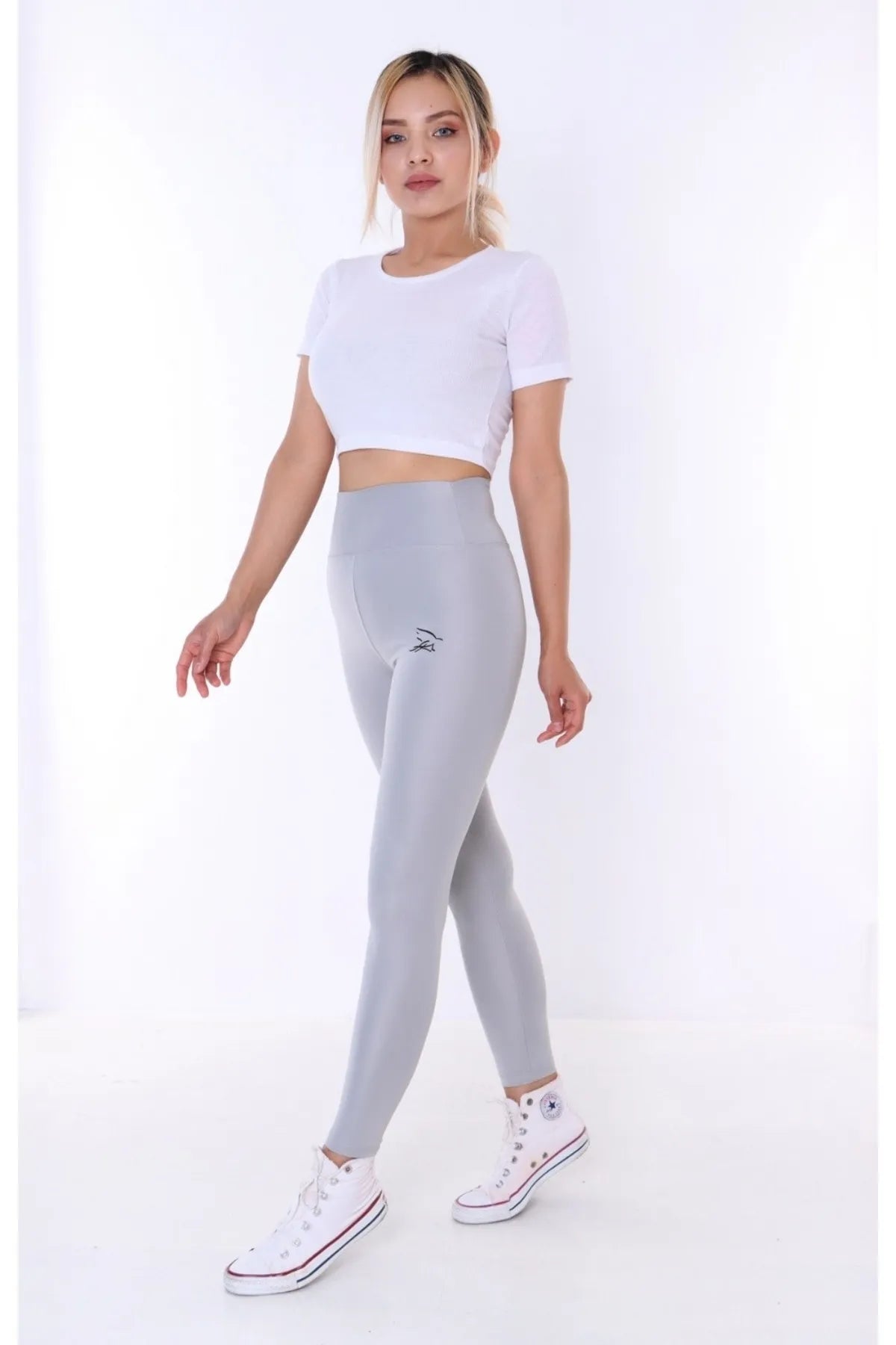 Buzzard Women's High Waist Silver Gray Long Tights Leggings Comfortable Stretch Leggings Buzzard Women's High Waist Silver Gray Long Tights Leggings Comfortable Stretch Leggings