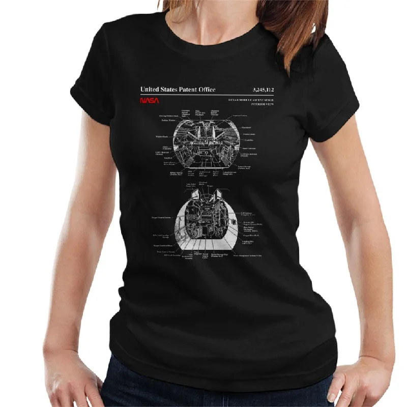 NASA Lunar Module Ascent Stage Interior Blueprint Women's T-Shirt-- Print Jacquard Patchwork NASA Lunar Module Ascent Stage Interior Blueprint Women's T-Shirt-- Print Jacquard Patchwork