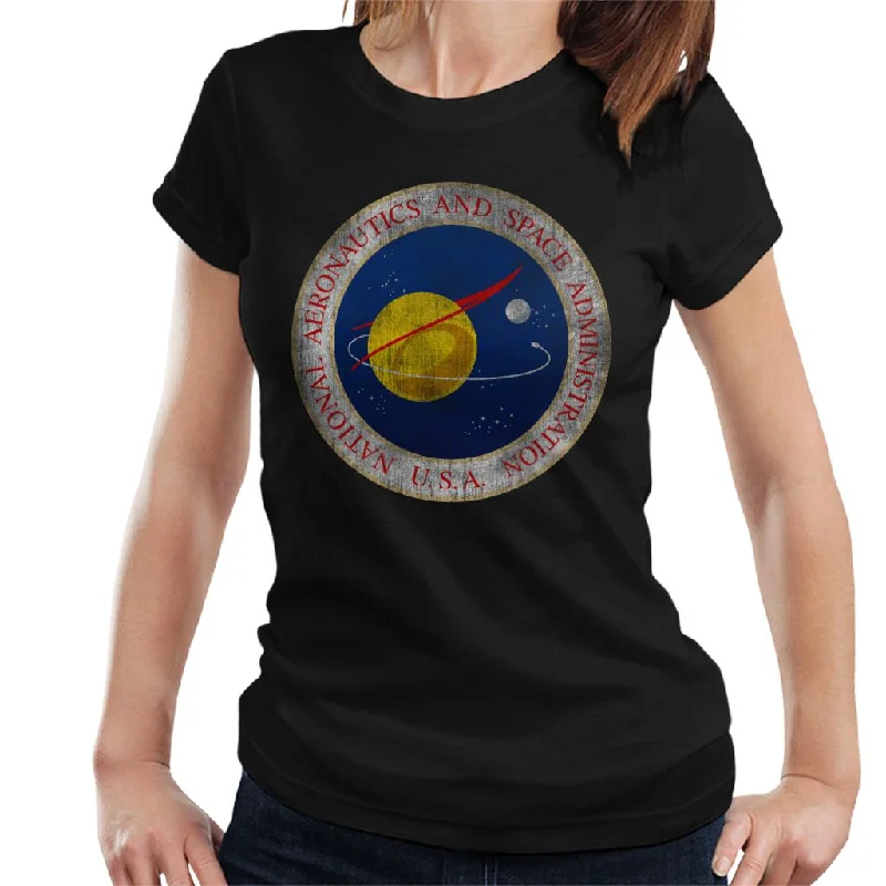 NASA Seal Insignia Distressed Women's T-Shirt-- Iron Safe Non-Iron Wrinkle Free
