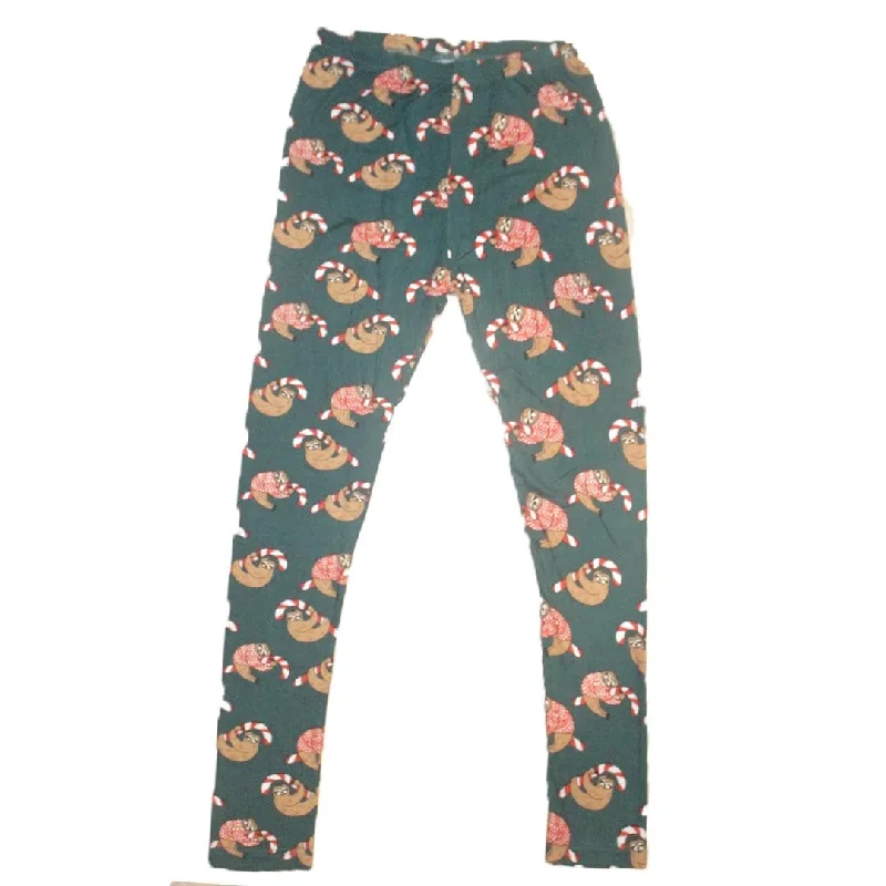 Candy Cane Sloth Leggings Trendy Sweat-Wicking Workout Leggings