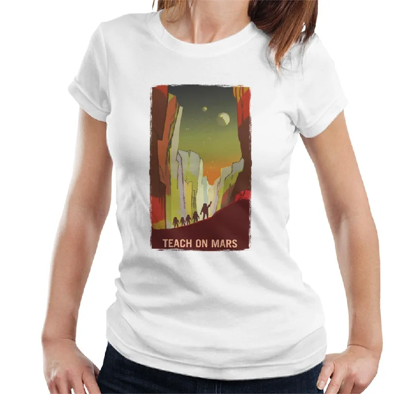 NASA Teach On Mars Women's T-Shirt-- Hooded Caped Shawl Collar