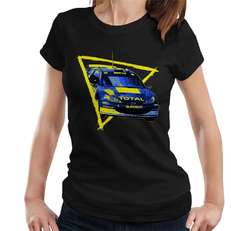 Motorsport Images Peugeot 206 WRC Blue Women's T-Shirt-- Silk Blend Satin Velvet