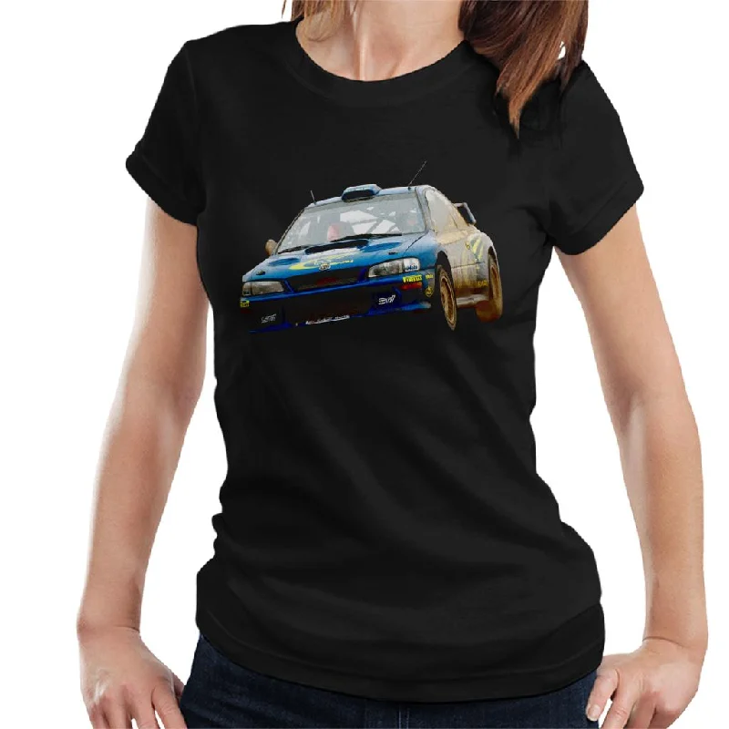 Motorsport Images Subaru Impreza Richard Burns Women's T-Shirt-- Mesh Canvas Denim