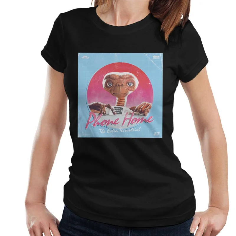 E.T. Phone Home Galactic Background Women's T-Shirt-- Hooded Caped Shawl Collar