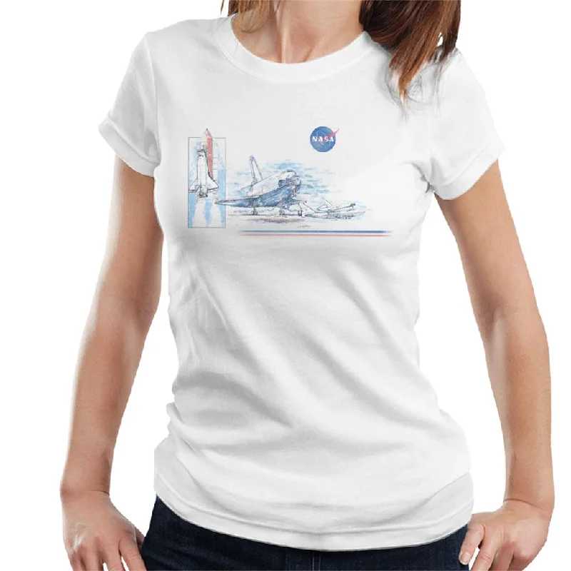 NASA Liftoff From Space Centre Women's T-Shirt-- Embroidered Appliqued Beaded