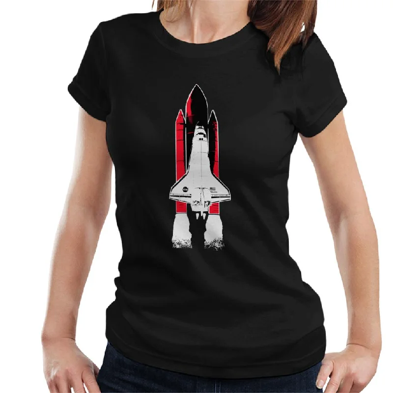 NASA Atlantis Shuttle Launch Women's T-Shirt-- Welt Pockets Slit Pockets