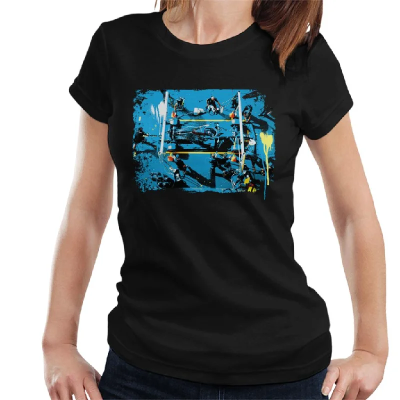 Motorsport Images Lewis Hamilton Tuscany GP In The Pits Women's T-Shirt-- Mesh Blend Leather Blend Suede Blend Motorsport Images Lewis Hamilton Tuscany GP In The Pits Women's T-Shirt-- Mesh Blend Leather Blend Suede Blend