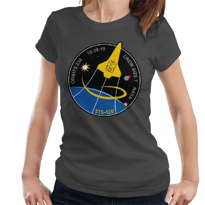 NASA STS 120 Shuttle Mission Imagery Patch Women's T-Shirt-- Asymmetrical Pockets Print NASA STS 120 Shuttle Mission Imagery Patch Women's T-Shirt-- Asymmetrical Pockets Print
